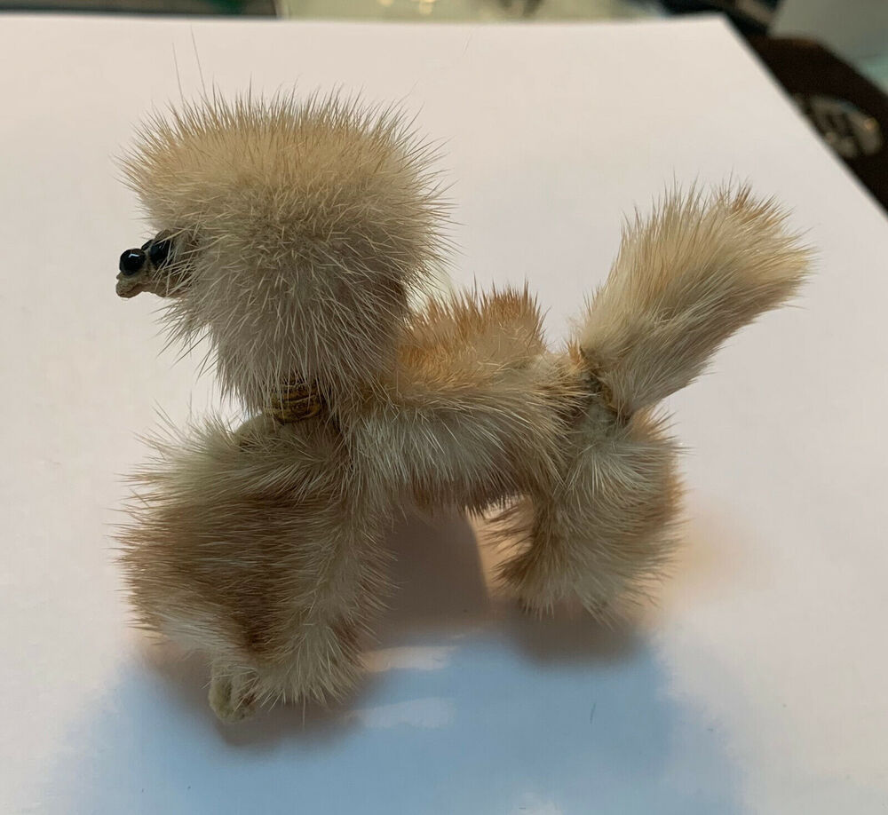 Vintage 1960s Mink Style Poodle Dog Pin Brooch 3.25" Collectible